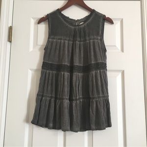 Charcoal Gray Tiered Sleeveless Top